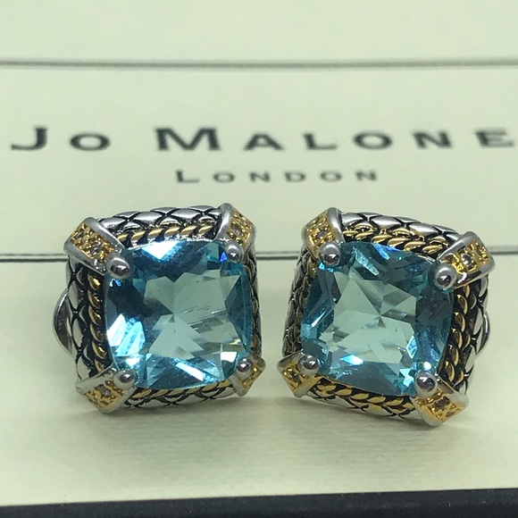Sterling Silver Blue Topaz Earrings - Picture 2 of 5